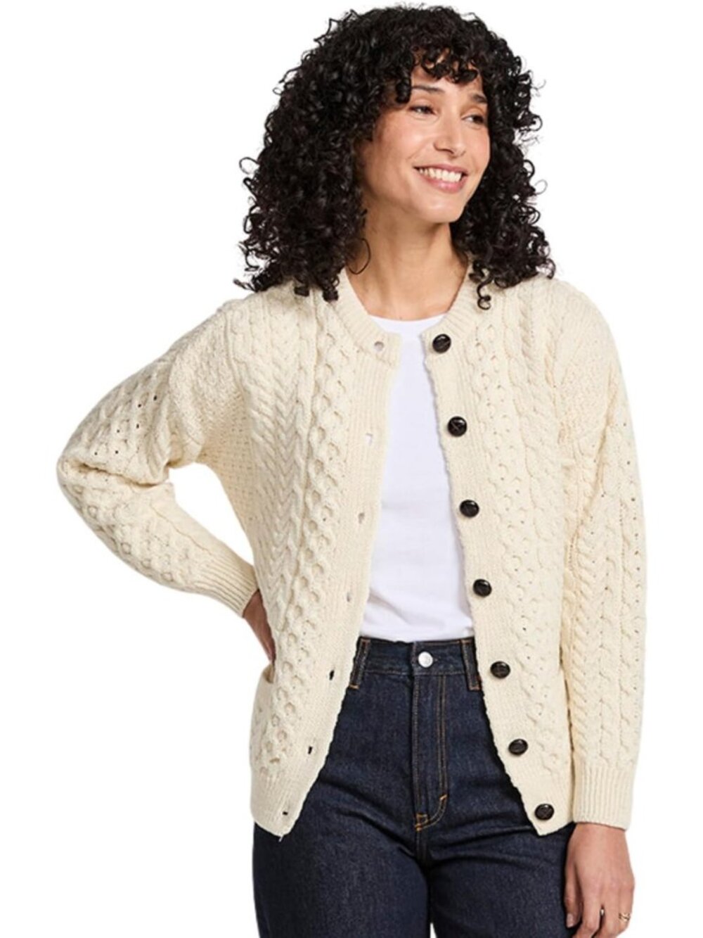 Cozy Women's Cable Knit Cardigan - Made in Ireland, Warm & Stylish Sweater